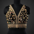 Black Embellished V-Neck Blouse