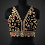 Black Embellished V-Neck Blouse