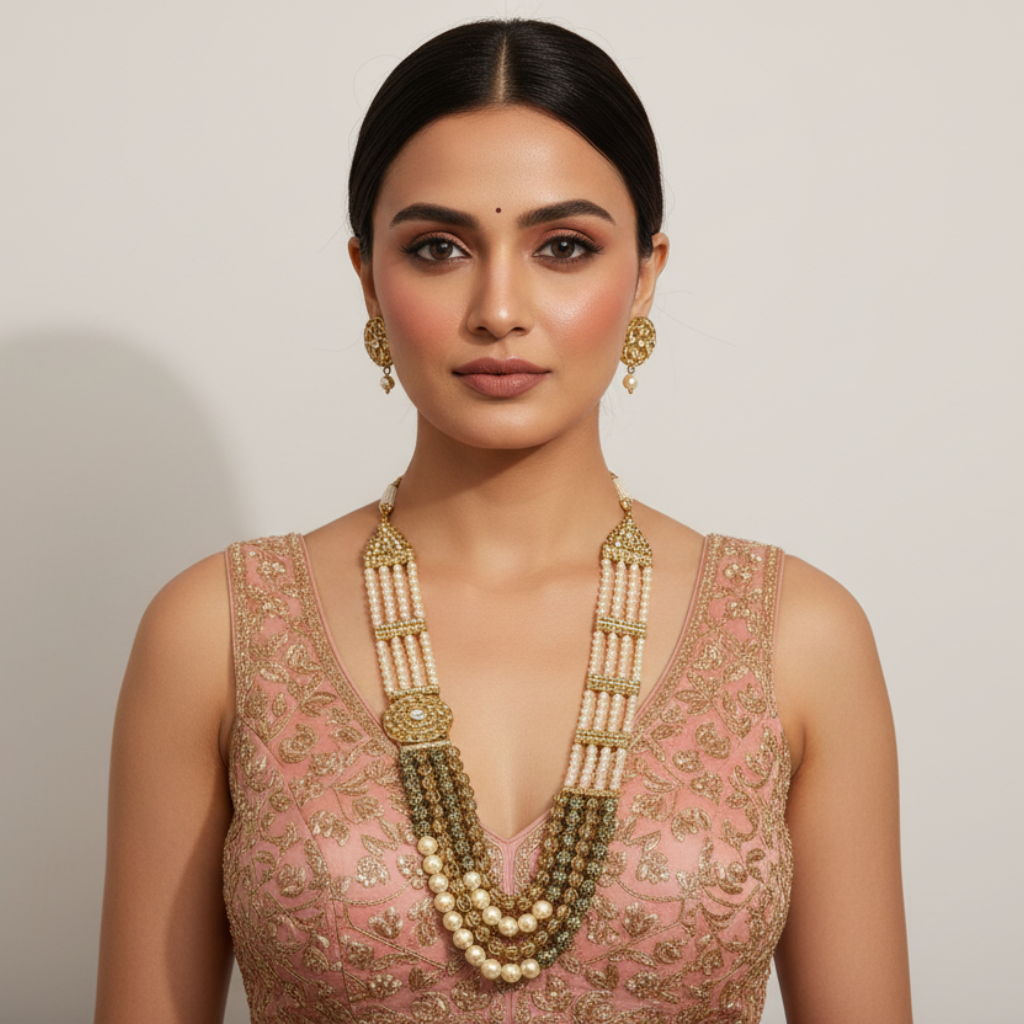 Pearl Kundan Jewellery Set By Fluorite