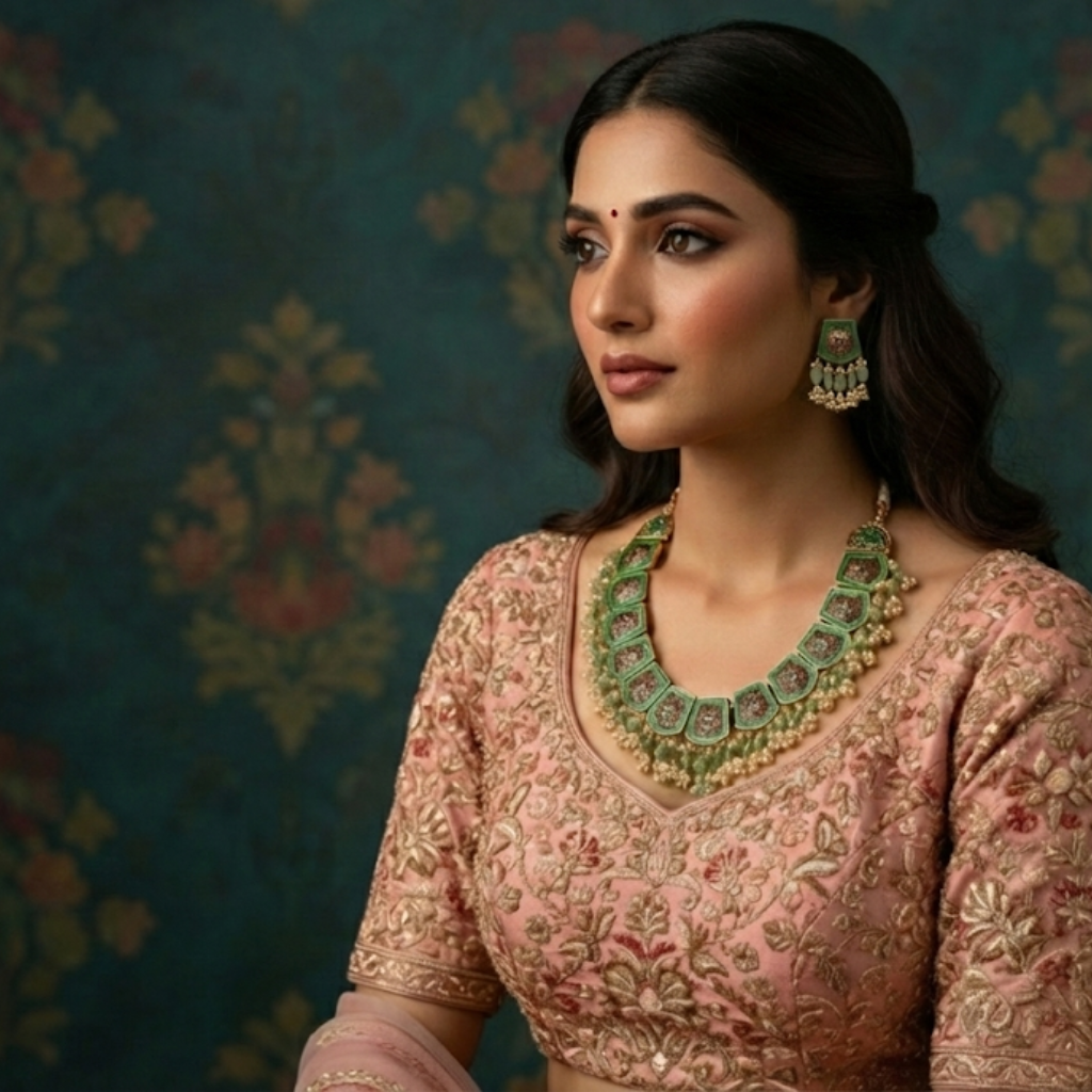 Traditional Green Necklace Set By Fluorite