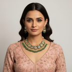 Kundan Emerald Pearl Set By Fluorite