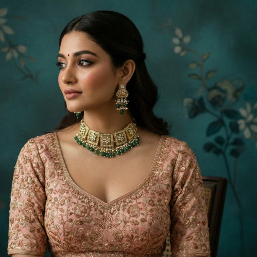 Kundan Choker Earring Set By Fluorite