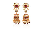 Floral Kundan Jhumka Earrings