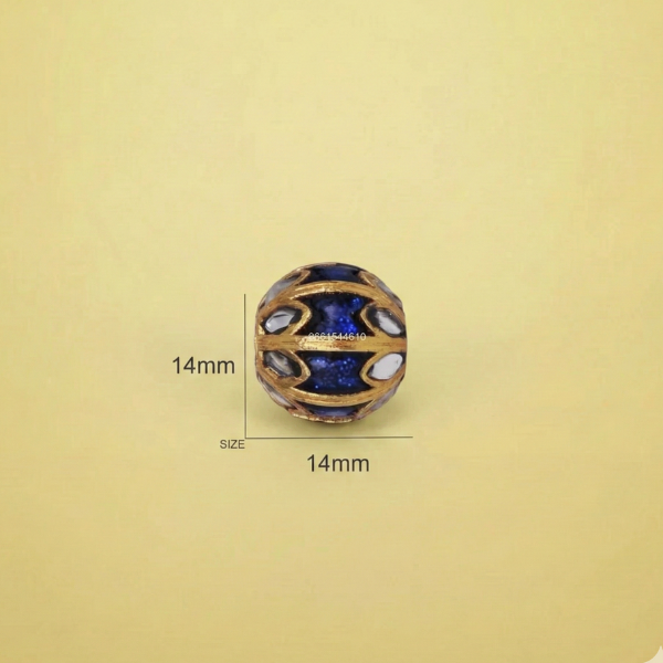 Blue Enamel Metal Bead