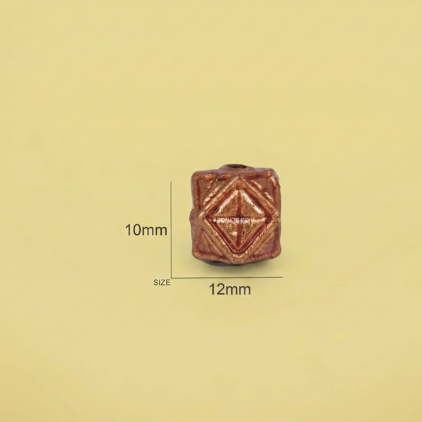 Geometric Copper Cube Bead