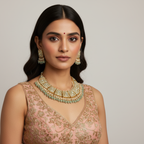 Kundan Pearl Green Set By Fluorite