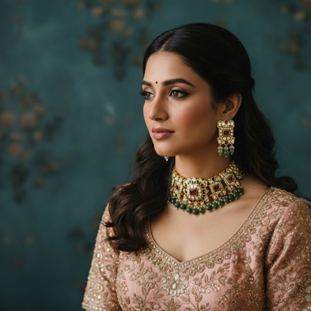 Gold Plated Choker Set By Fluorite