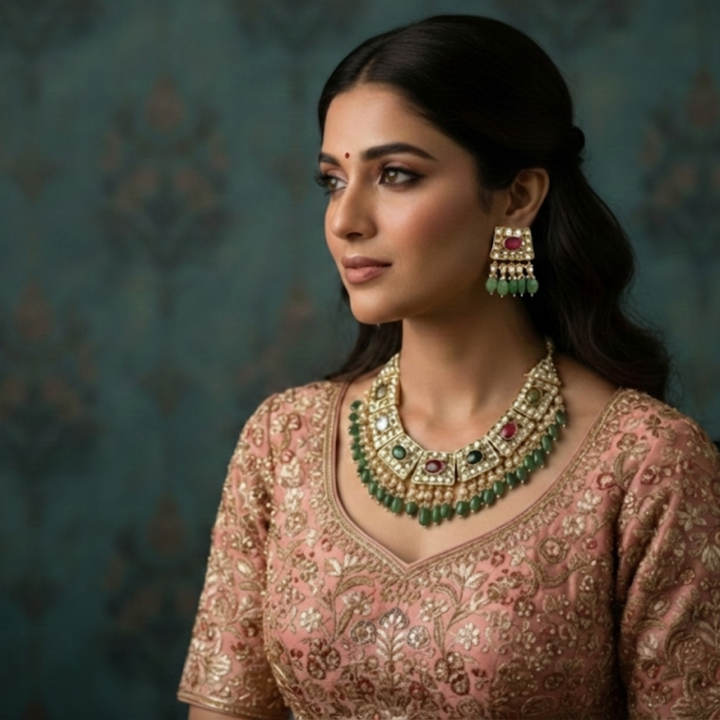 Kundan Stone Jewellery Set By Fluorite