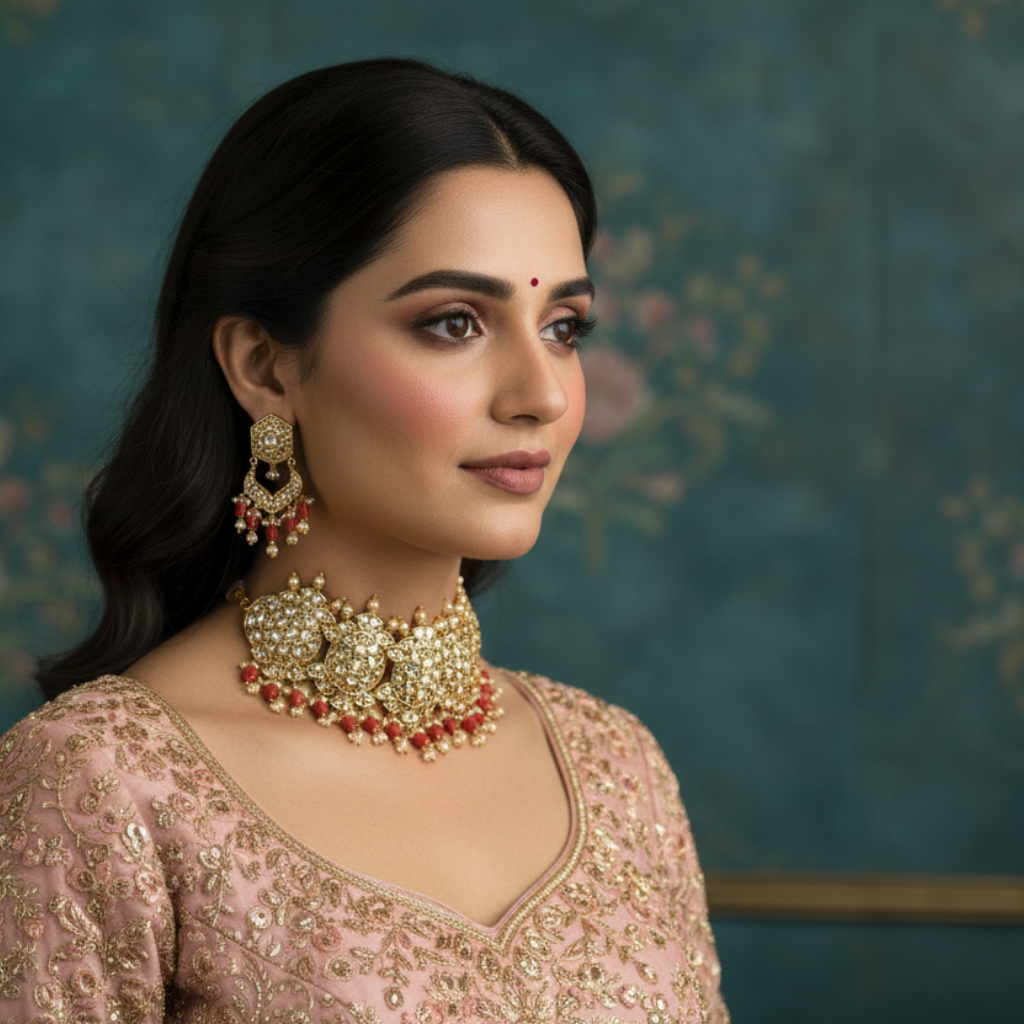 Kundan Pearl Choker Set By Fluorite