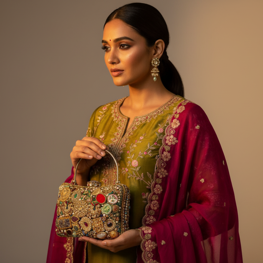 Embellished Jewel Clutch Bag By Fluorite