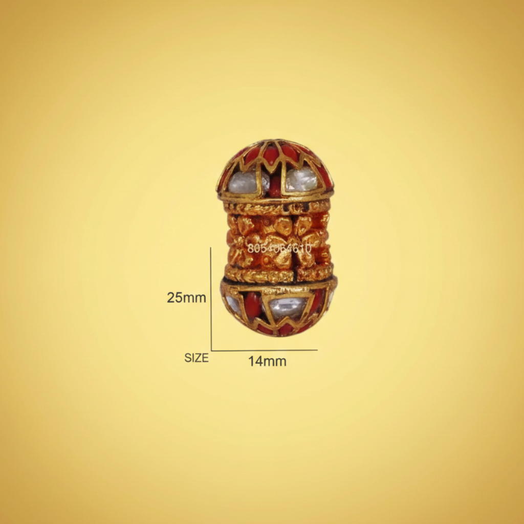 Gold and Red Enamel Bead
