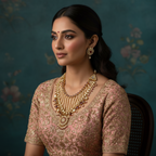 Gold Ruby Pearl Jewellery Set By Fluorite