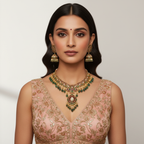 Traditional Pearl Gemstone Set By Fluorite