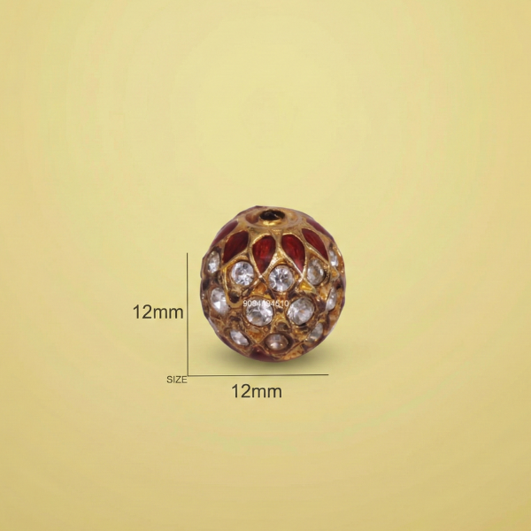 Red & Gold Stone Bead