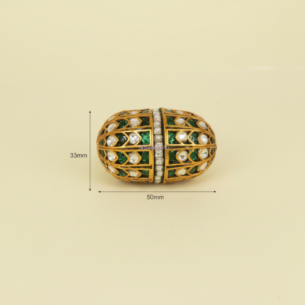 Gold Green Jeweled Oval