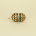 Gold Green Jeweled Oval
