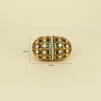 Gold Green Jeweled Oval