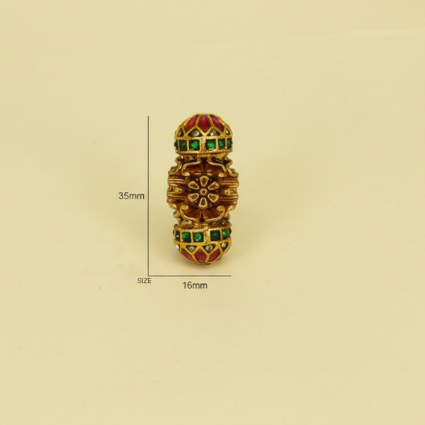 Floral Gold Green Red Bead