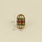 Gold Jeweled Barrel Bead