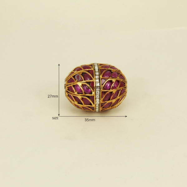 Jeweled Ruby Barrel Bead
