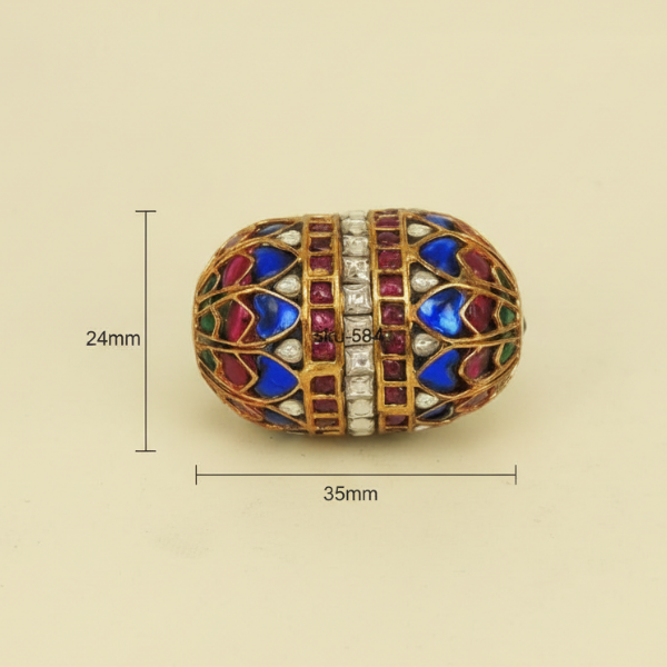 Ornate Multicolor Barrel Bead