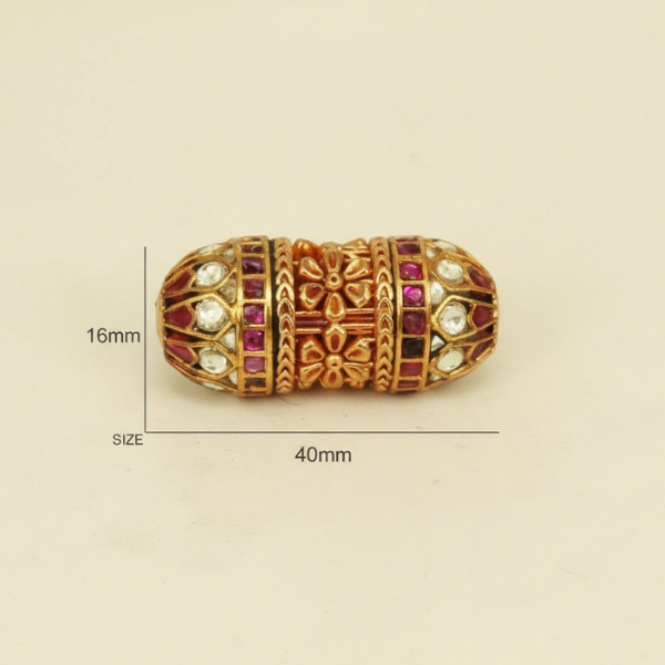 Ornate Ruby Barrel Bead
