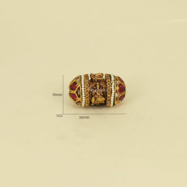 Ganesha Gold Barrel Bead