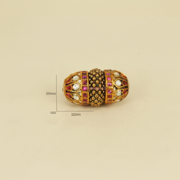 Gold Ruby Barrel Bead