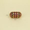 Gold Red Black Barrel Bead