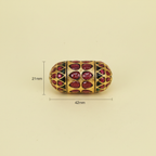 Gold Red Black Barrel Bead
