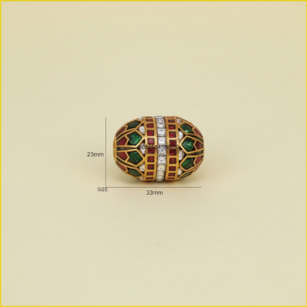 Gold Geometric Oval Bead