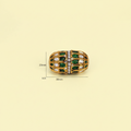 Gold Green White Barrel Bead