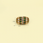 Gold Green White Barrel Bead