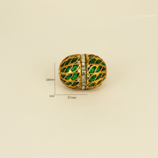 Gold Green Leaf Bead