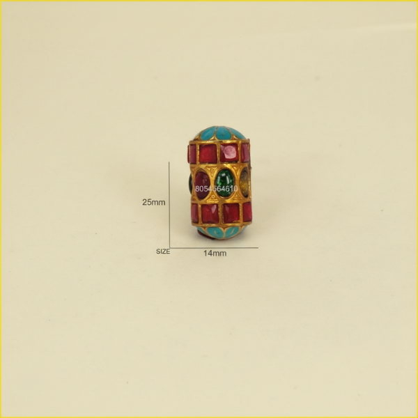 Jeweled Enamel Barrel Bead