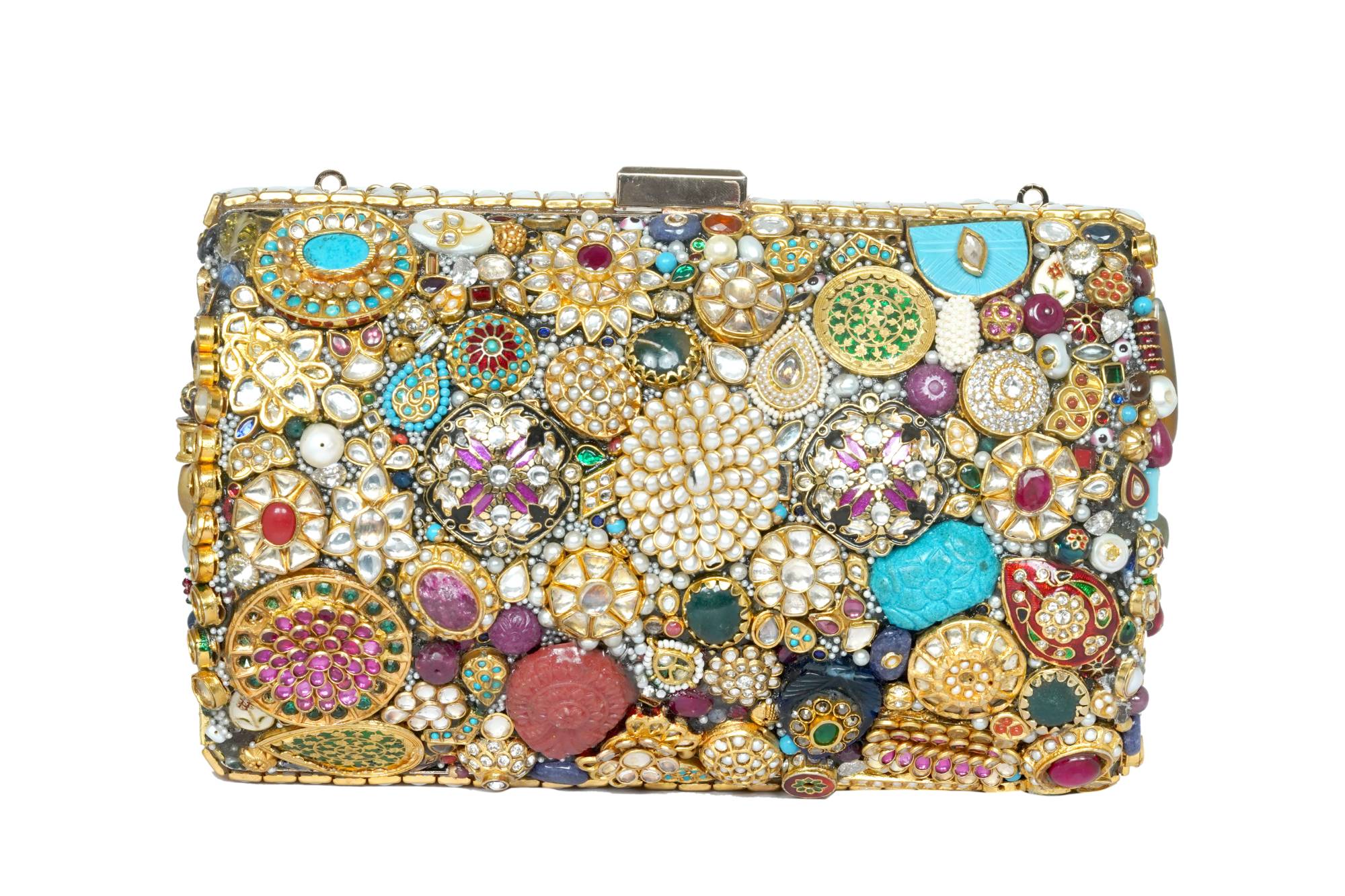 Hand-Embellished Jewel & Pearl Clutch