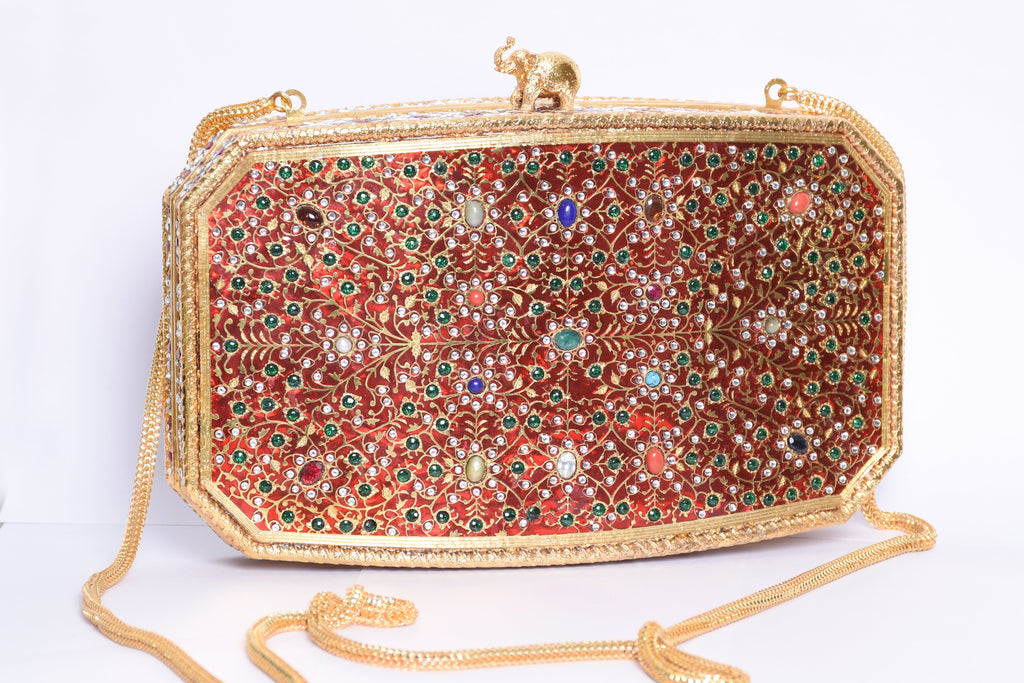 Red Gemstone Elephant Clutch