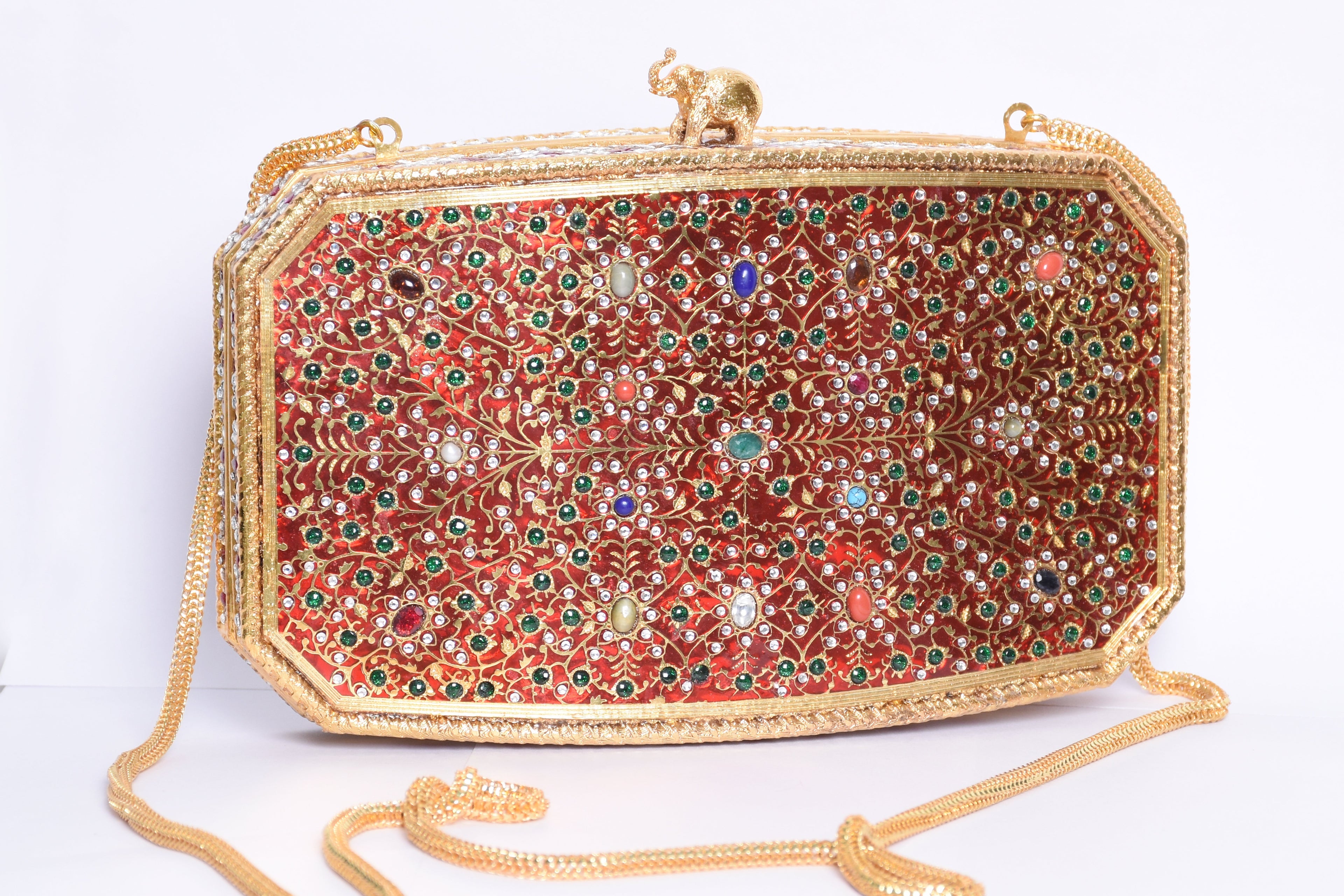 Red Gemstone Elephant Clutch