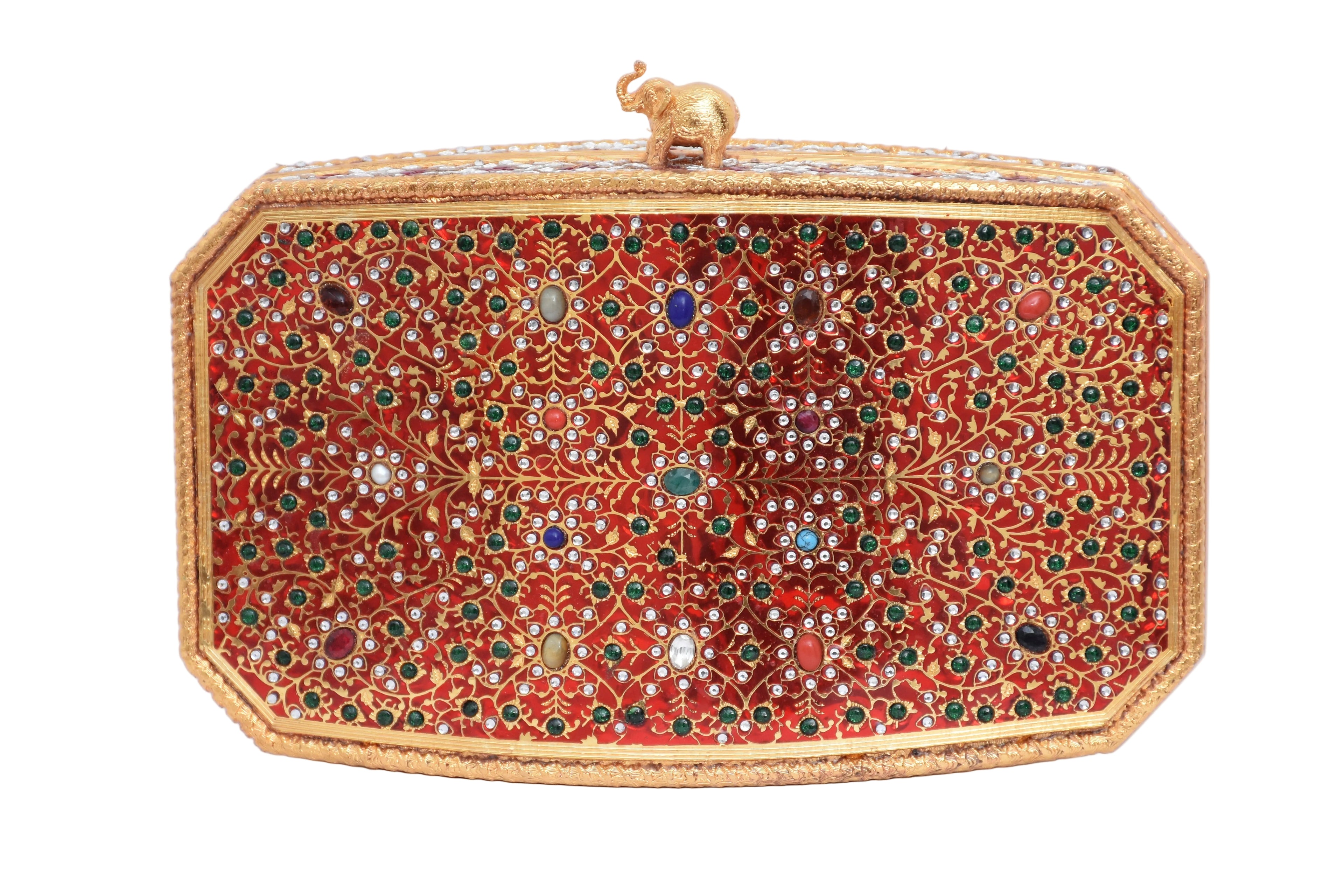Red Gemstone Elephant Clutch