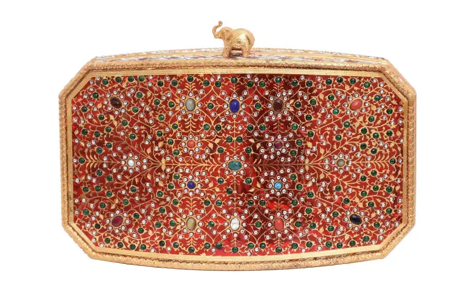 Red Gemstone Elephant Clutch