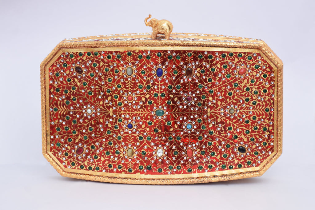 Red Gemstone Elephant Clutch