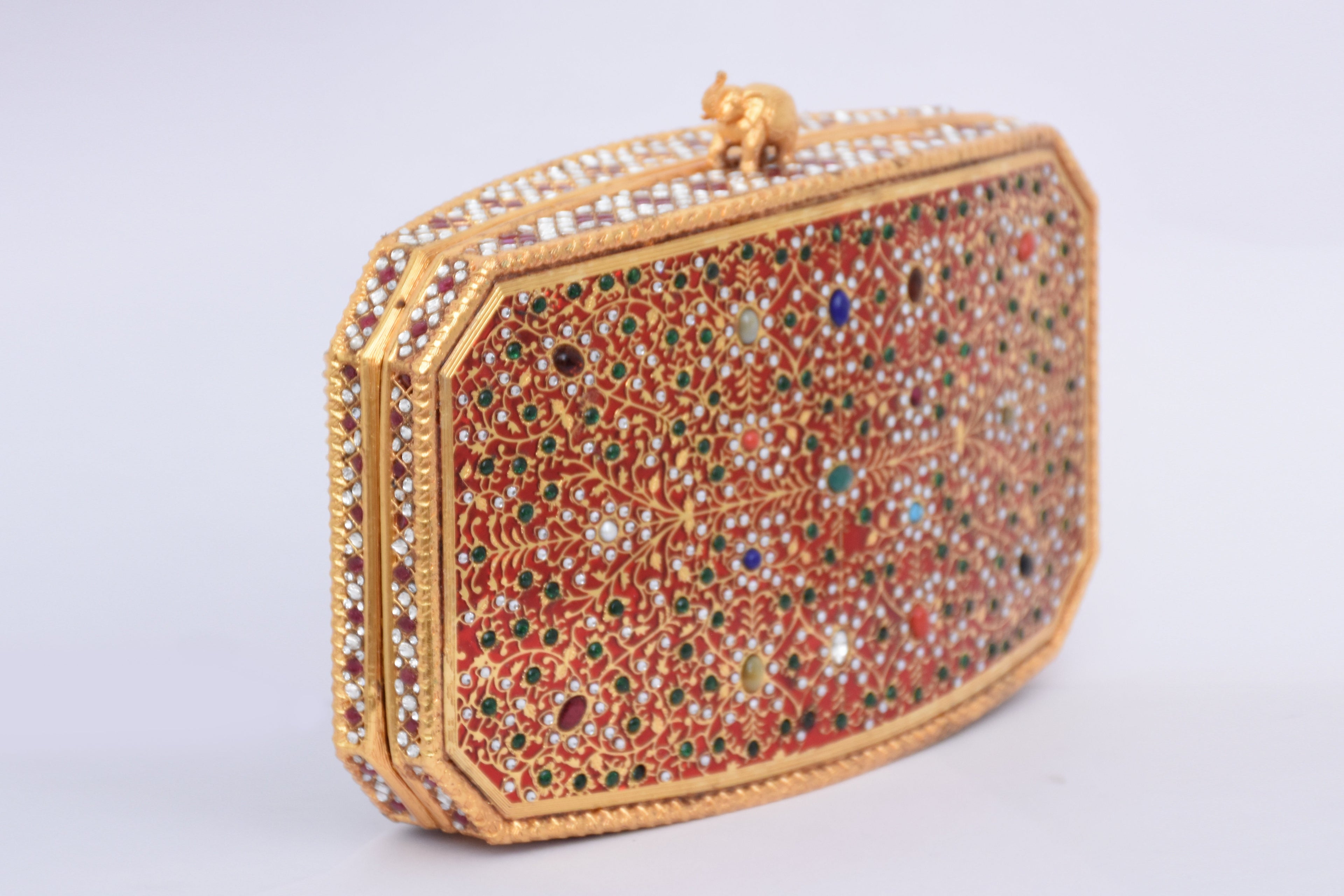 Red Gemstone Elephant Clutch