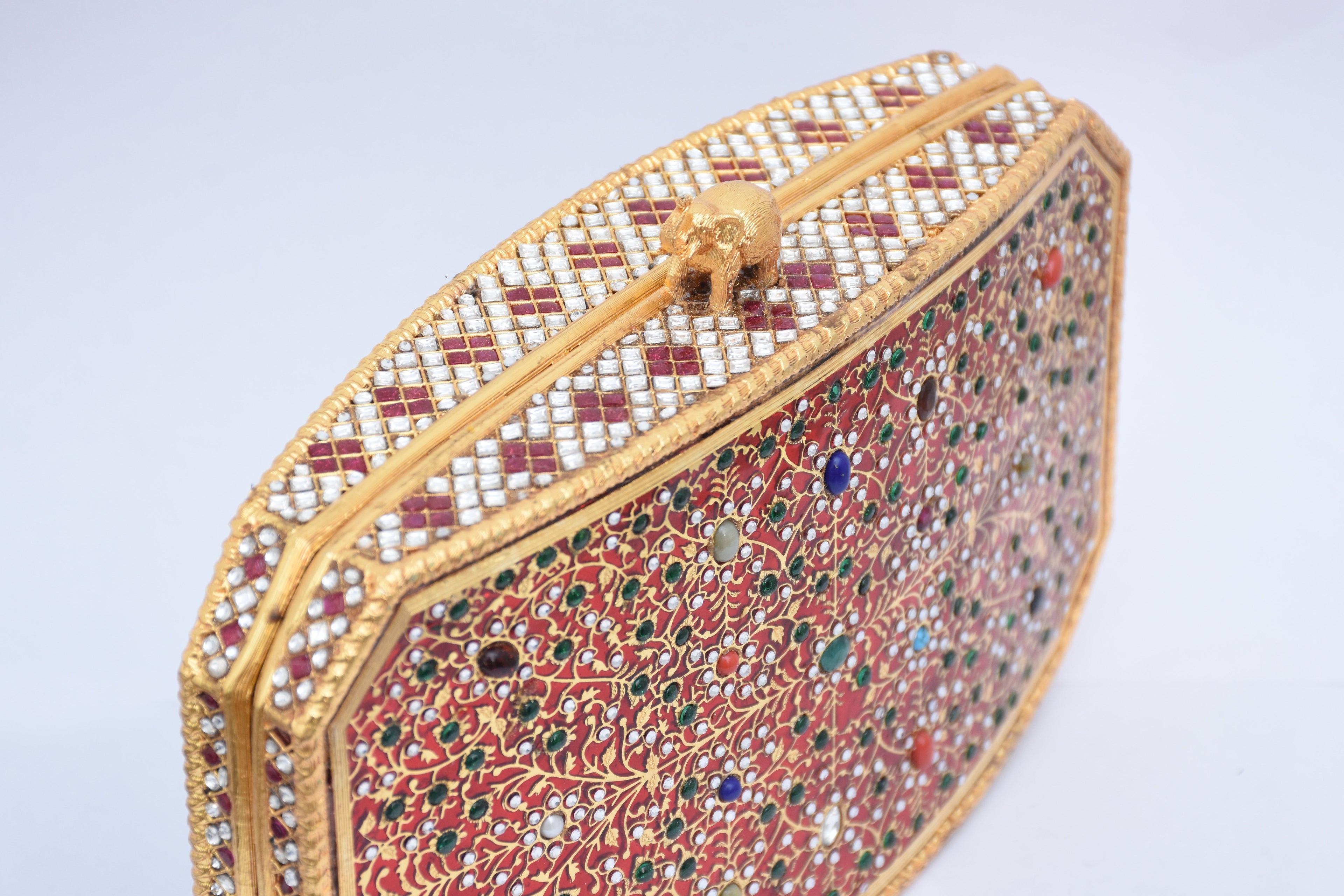Red Gemstone Elephant Clutch