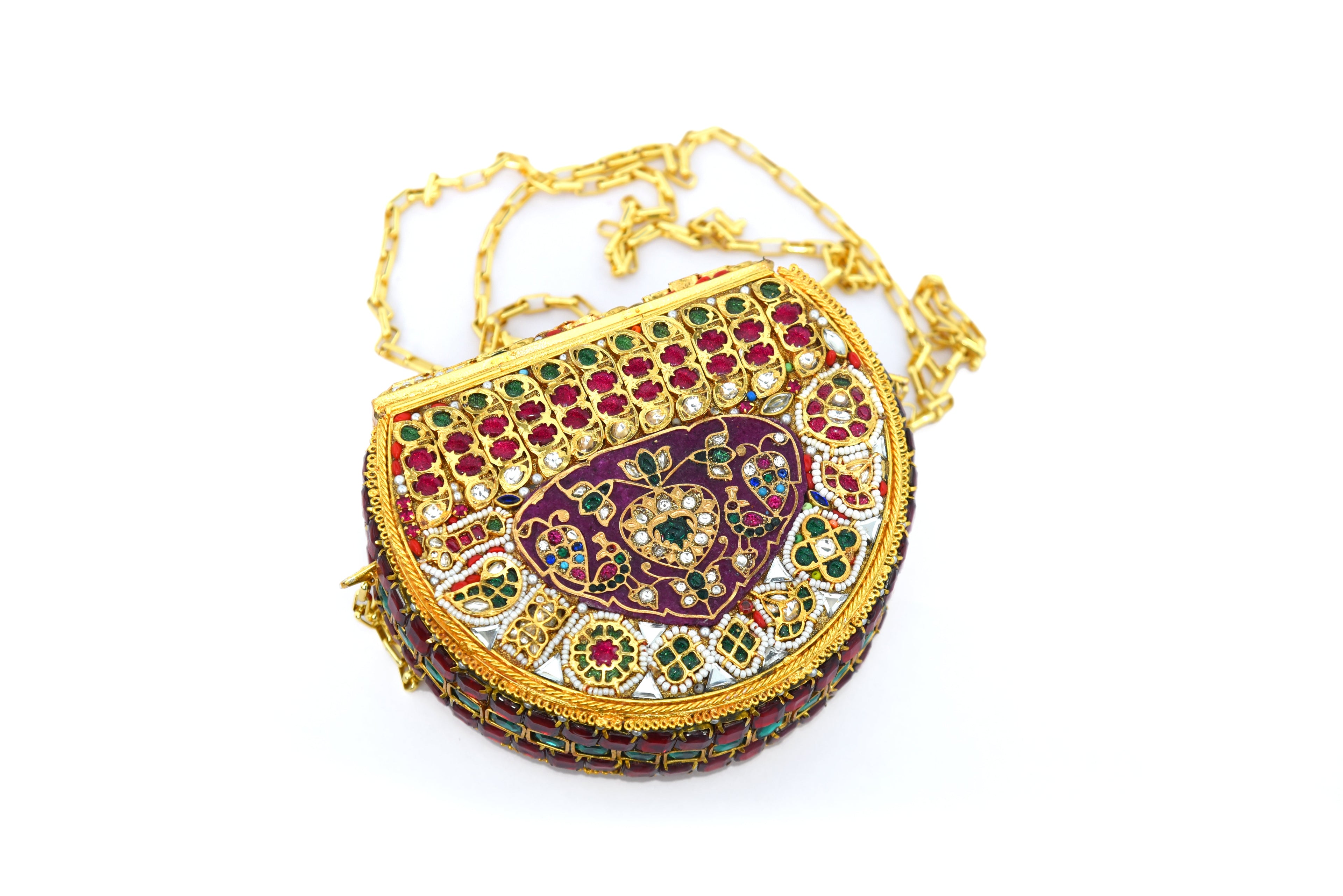 Jeweled Demi-Lune Clutch