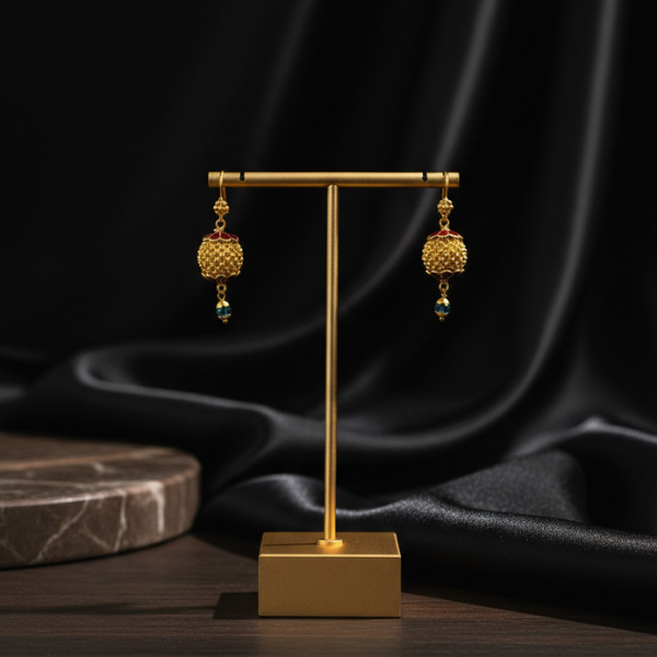 Gold Dome Drop Earrings