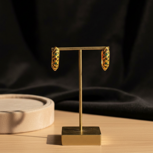 Gold Gemstone Hoop Earrings