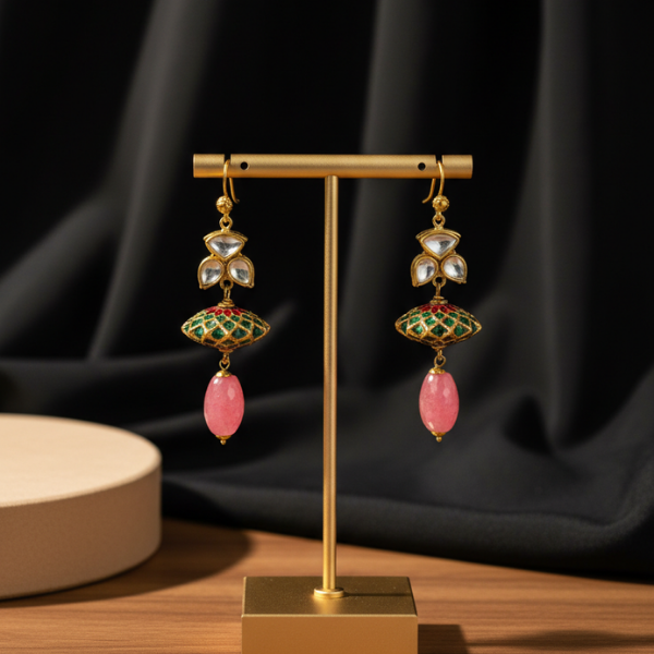 Gold Enamel Drop Earrings