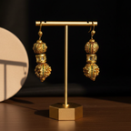 Golden Gemstone Drop Earrings