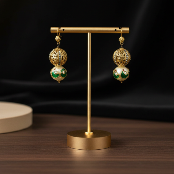 Gold Filigree Pearl Earrings