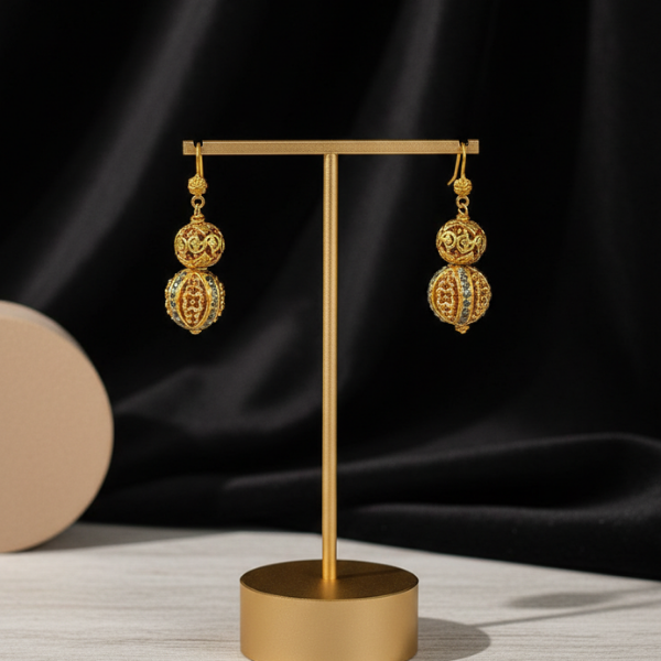 Gold Dangle Enamel Earrings